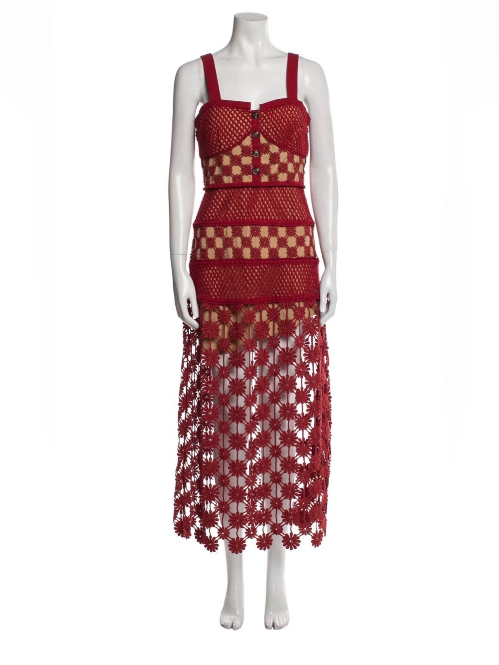 Self-Portrait Red Crochet Dress